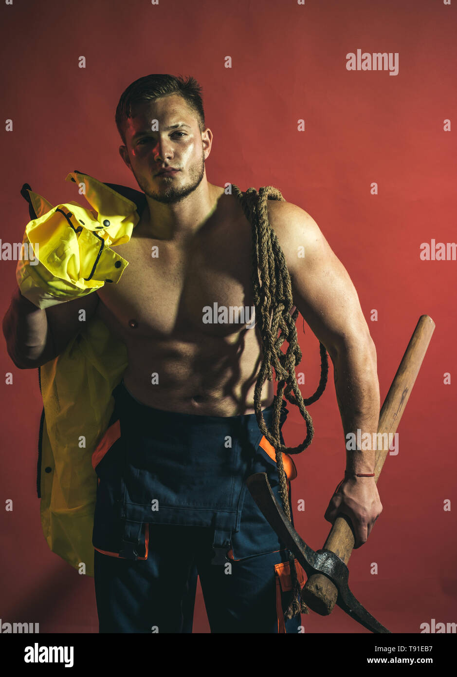 Under construction, coming soon. Hard worker with muscular torso ...