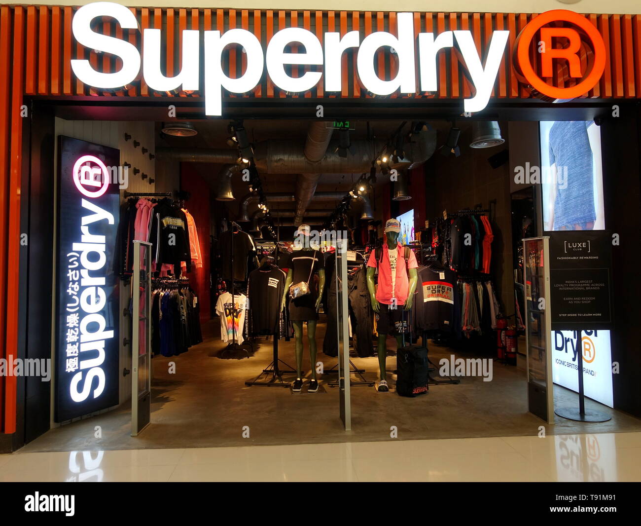 Kolkata, WEST BENGAL, India. 12th May, 2019. Branded Garments Store Superdry  seen opened at South City mall in Kolkata. Credit: Avishek Das/SOPA  Images/ZUMA Wire/Alamy Live News Stock Photo - Alamy