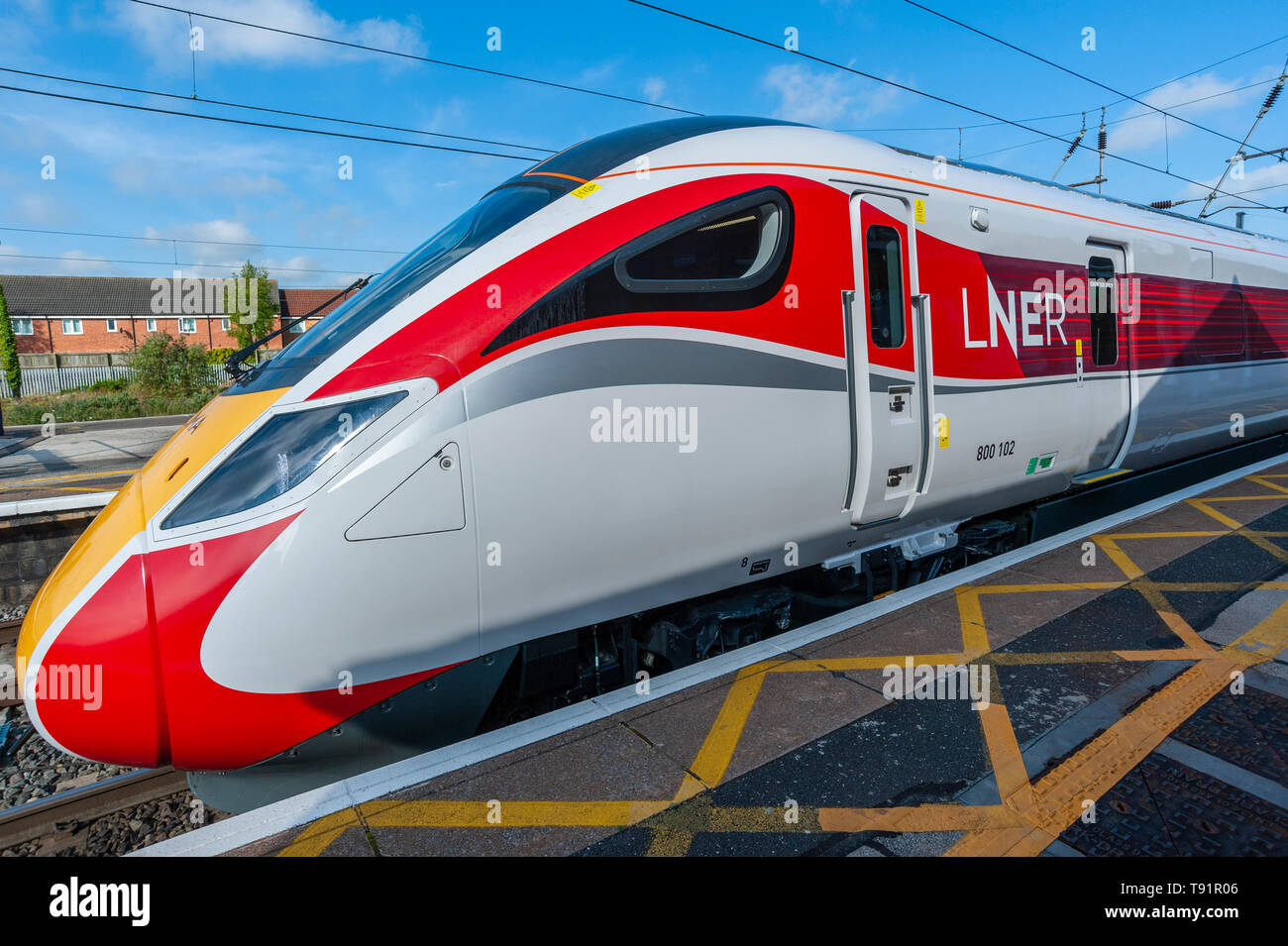 Grantham, Lincolnshire, UK. 16th May 2019. The first ever London North Eastern Railway (LNER