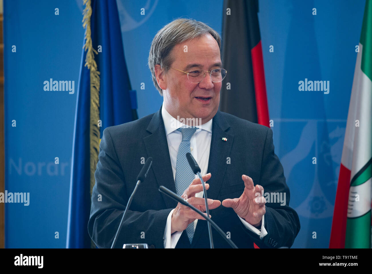 Prime Minister Armin LASCHET, during his speech, Minister President Armin Laschet honors 19 citizens of North Rhine-Westphalia for their exceptional commitment to the Society with the Order of Merit of the State, award of the Order of Merit of the State of North Rhine-Westphalia in Duesseldorf on 14.05.2019 ¬ | usage worldwide Stock Photo