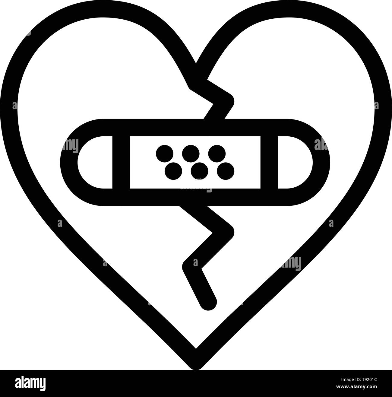 Broken heart illustration Black and White Stock Photos & Images - Alamy