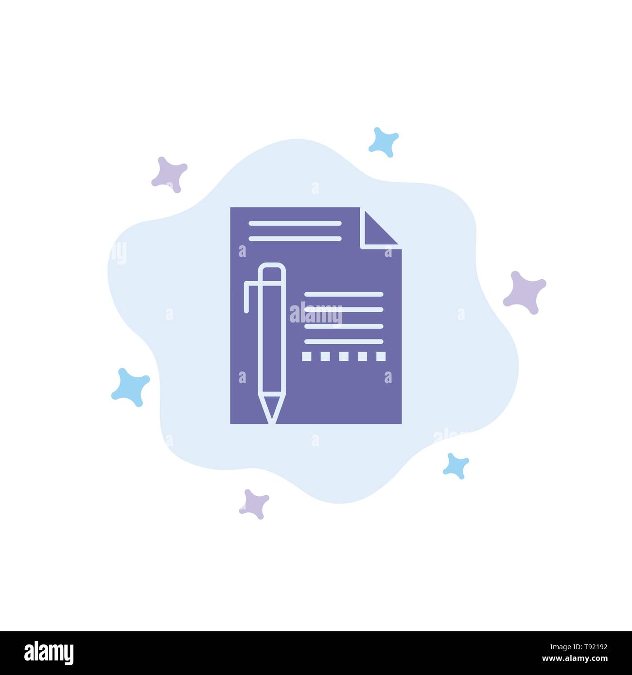 Document, Edit, Page, Paper, Pencil, Write Blue Icon on Abstract Cloud Background Stock Vector
