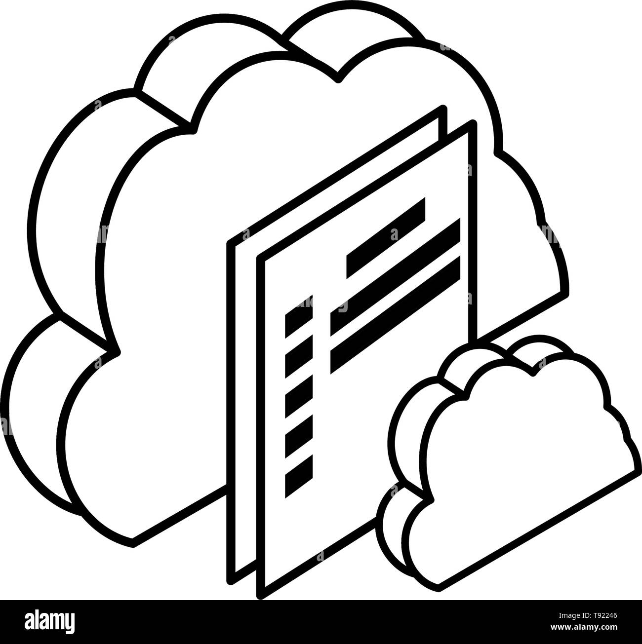 cloud computing server with documents vector illustration design Stock ...