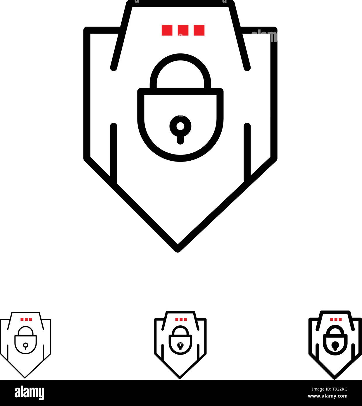 Password, Shield,  Security, Bold and thin black line icon