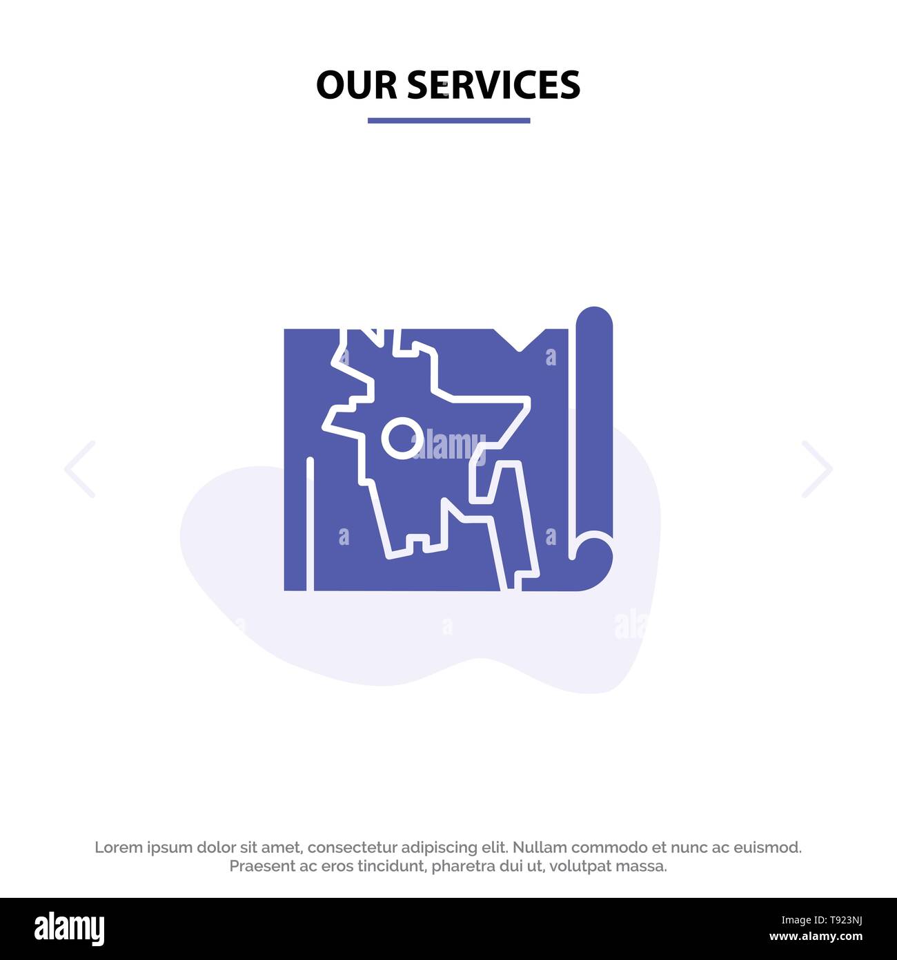 Our Services Bangladesh, Map, World, Bangla Solid Glyph Icon Web card Template Stock Vector