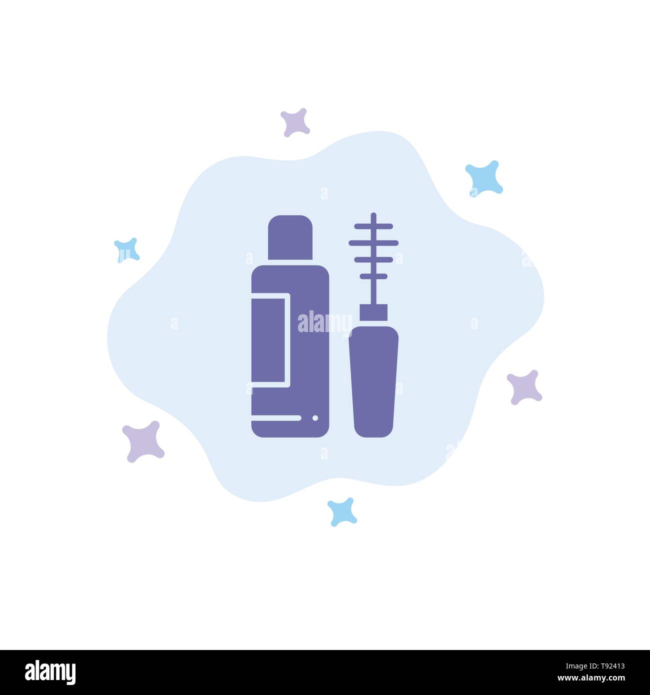 Mascara, Shade, Eye, Bottle Blue Icon on Abstract Cloud Background