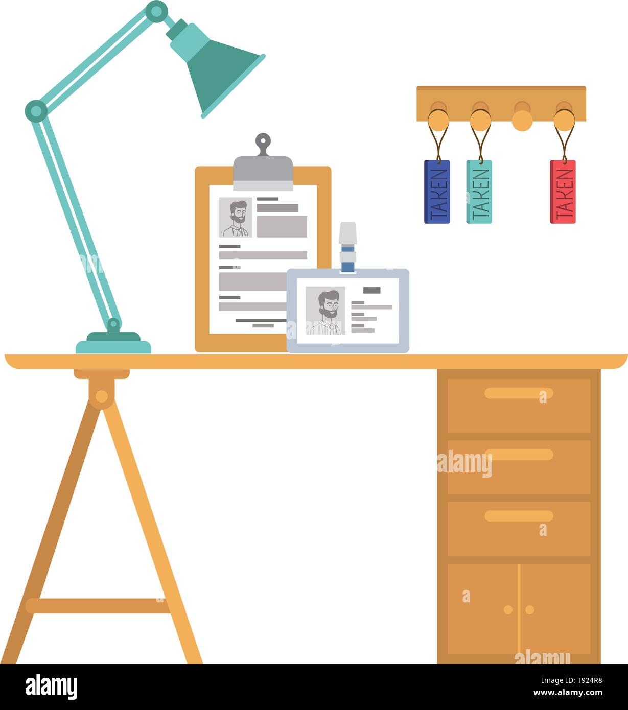 office desk with white background Stock Vector Image & Art - Alamy