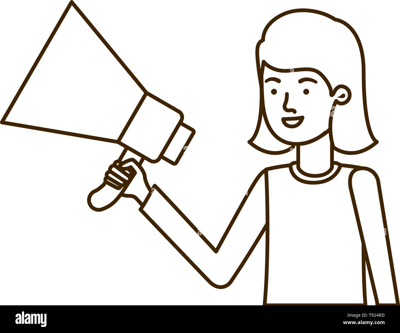 young woman with megaphone in the hand Stock Vector Image & Art - Alamy
