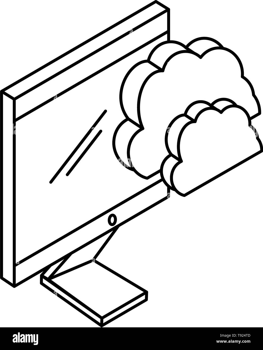 desktop computer with cloud computing vector illustration design Stock ...