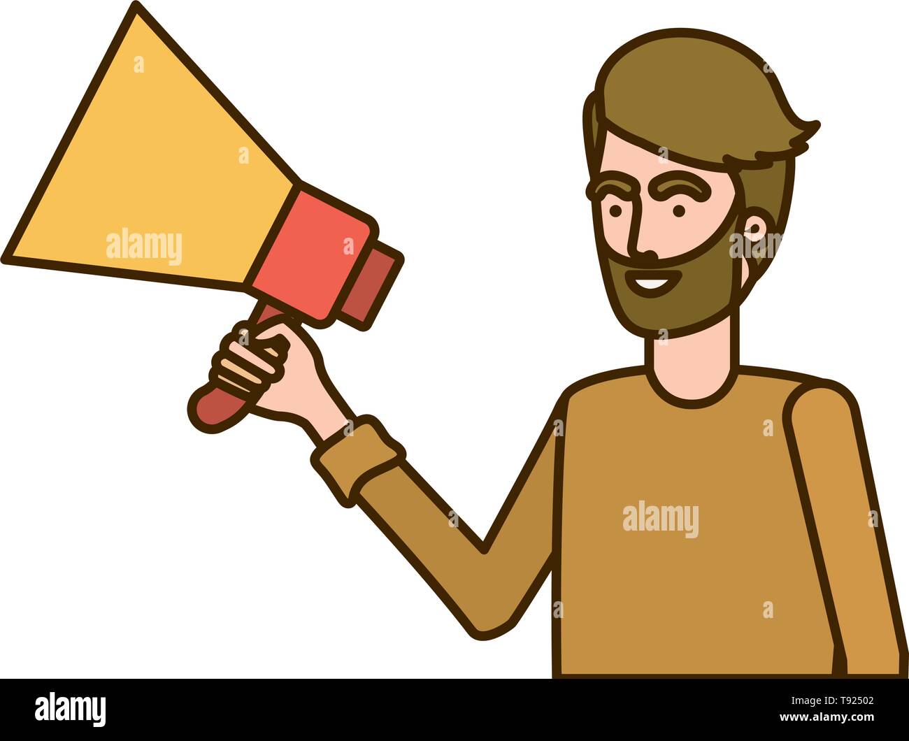 young man with megaphone in the hand Stock Vector Image & Art - Alamy