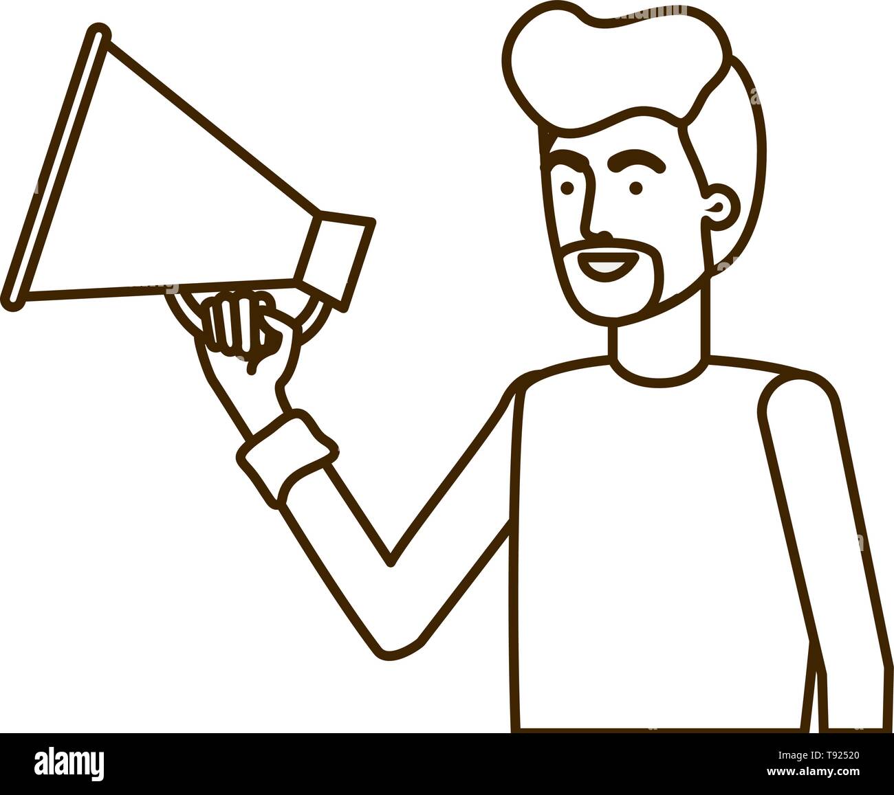 young man with megaphone in the hand Stock Vector Image & Art - Alamy
