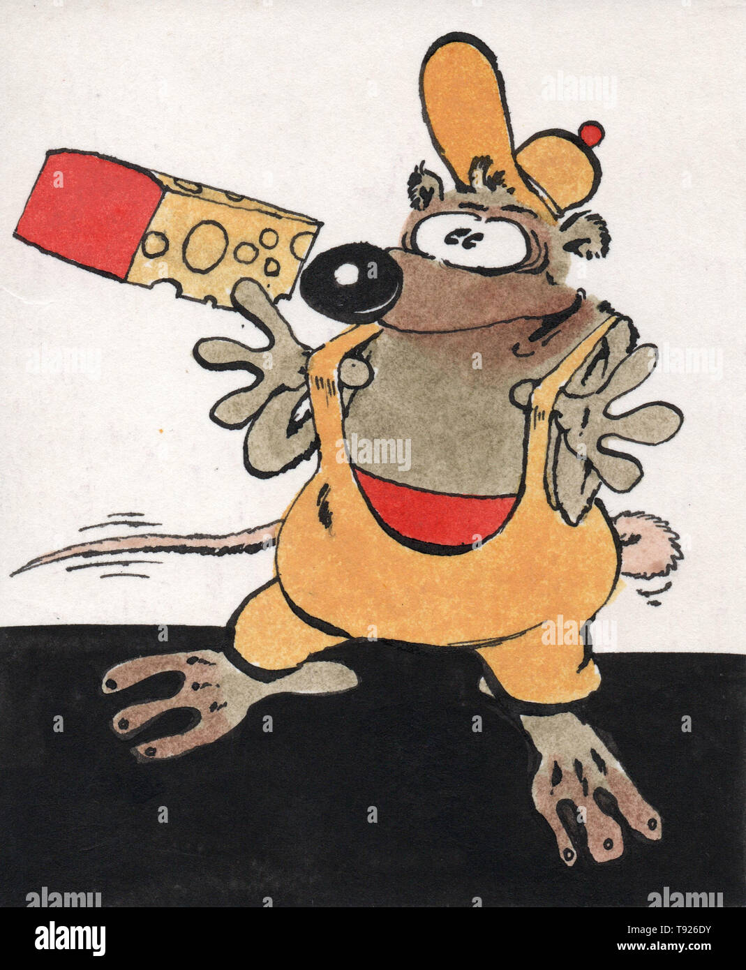 Maus und Käse, Illustration von Peter Unger Stock Photo