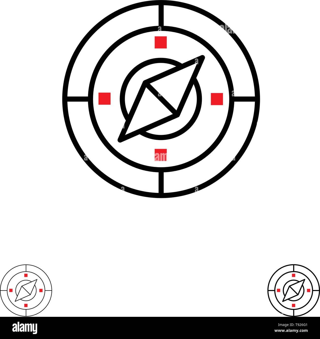 Navigation, Navigator, Compass, Location Bold and thin black line icon
