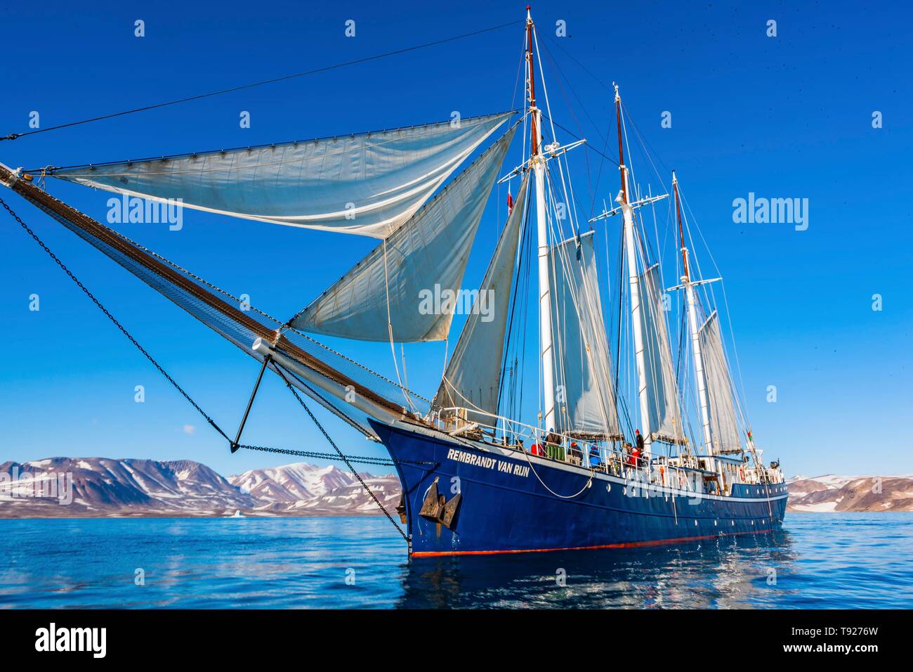 Sailing ship Rembrandt van Rijn in Scoresbysund, East Greenland, Greenland  Stock Photo - Alamy
