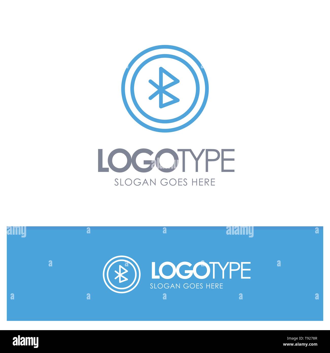 Bluetooth, Ui, User Interface Blue Outline Logo Place for Tagline Stock
