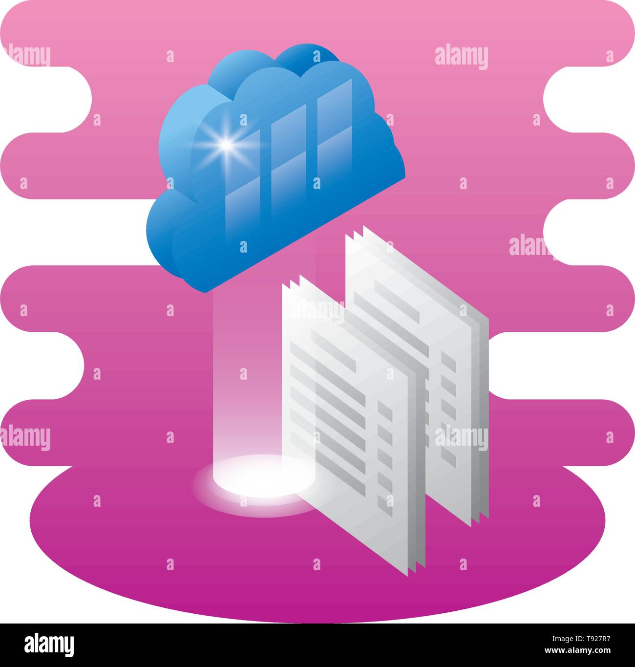 cloud computing server with documents vector illustration design Stock ...