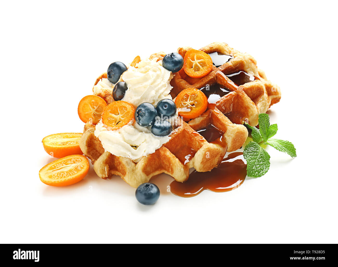 Waffles cream berries on Cut Out Stock Images & Pictures - Alamy