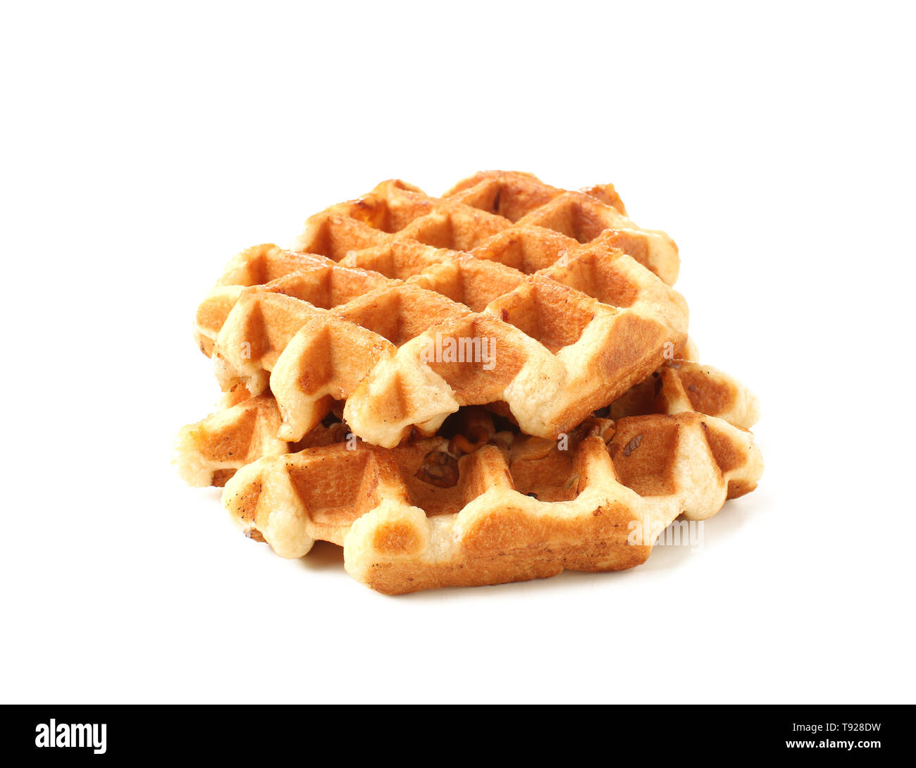 Tasty waffles on white background Stock Photo - Alamy