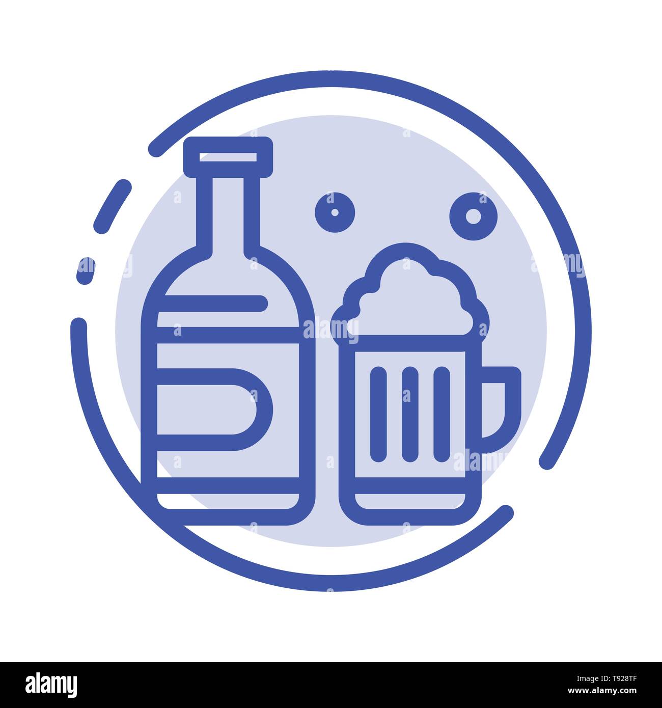 Bottle, Beer, Cup, Canada Blue Dotted Line Line Icon Stock Vector Image