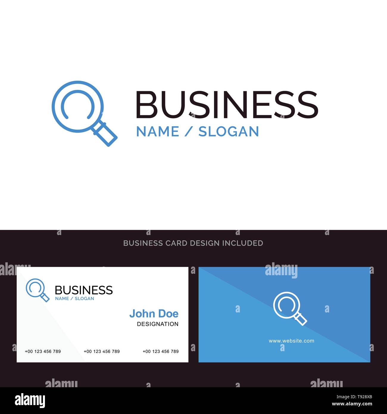 General, Magnifier, Search Blue Business logo and Business Card