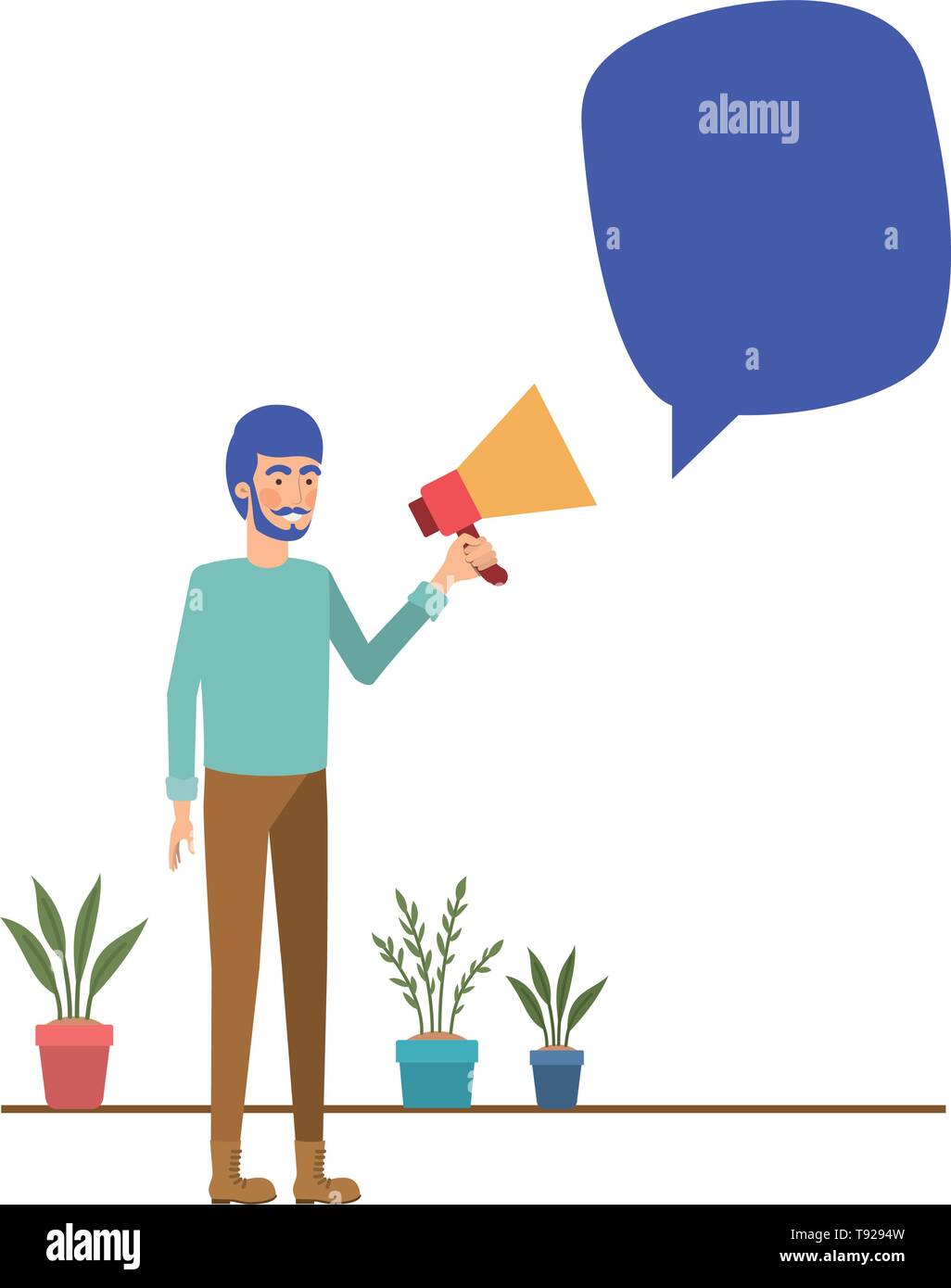 young man with megaphone in the hand Stock Vector Image & Art - Alamy