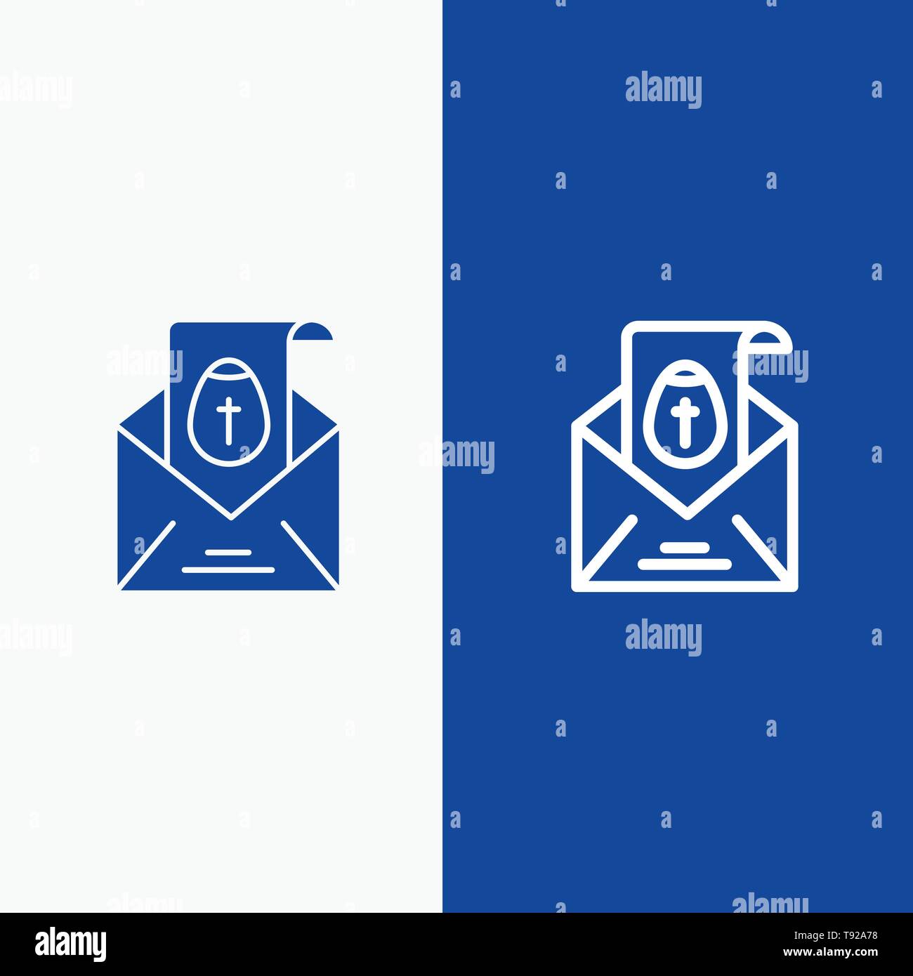 Massage, Mail, Easter, Holiday Line and Glyph Solid icon Blue banner Line and Glyph Solid icon Blue banner Stock Vector