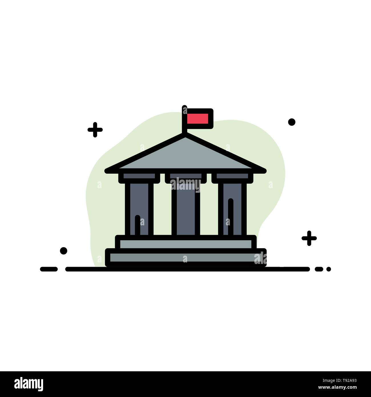 Bank Flag American Usa Business Flat Line Filled Icon Vector