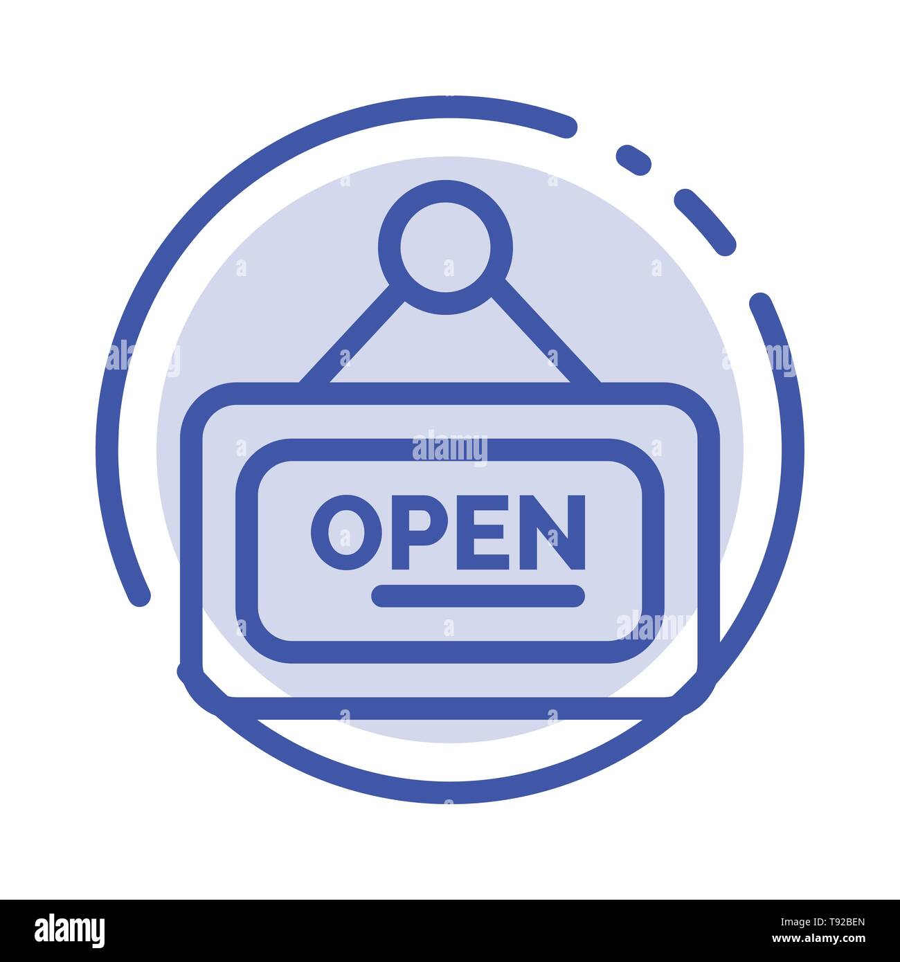 Marketing, Board, Sign, Open Blue Dotted Line Line Icon Stock Vector