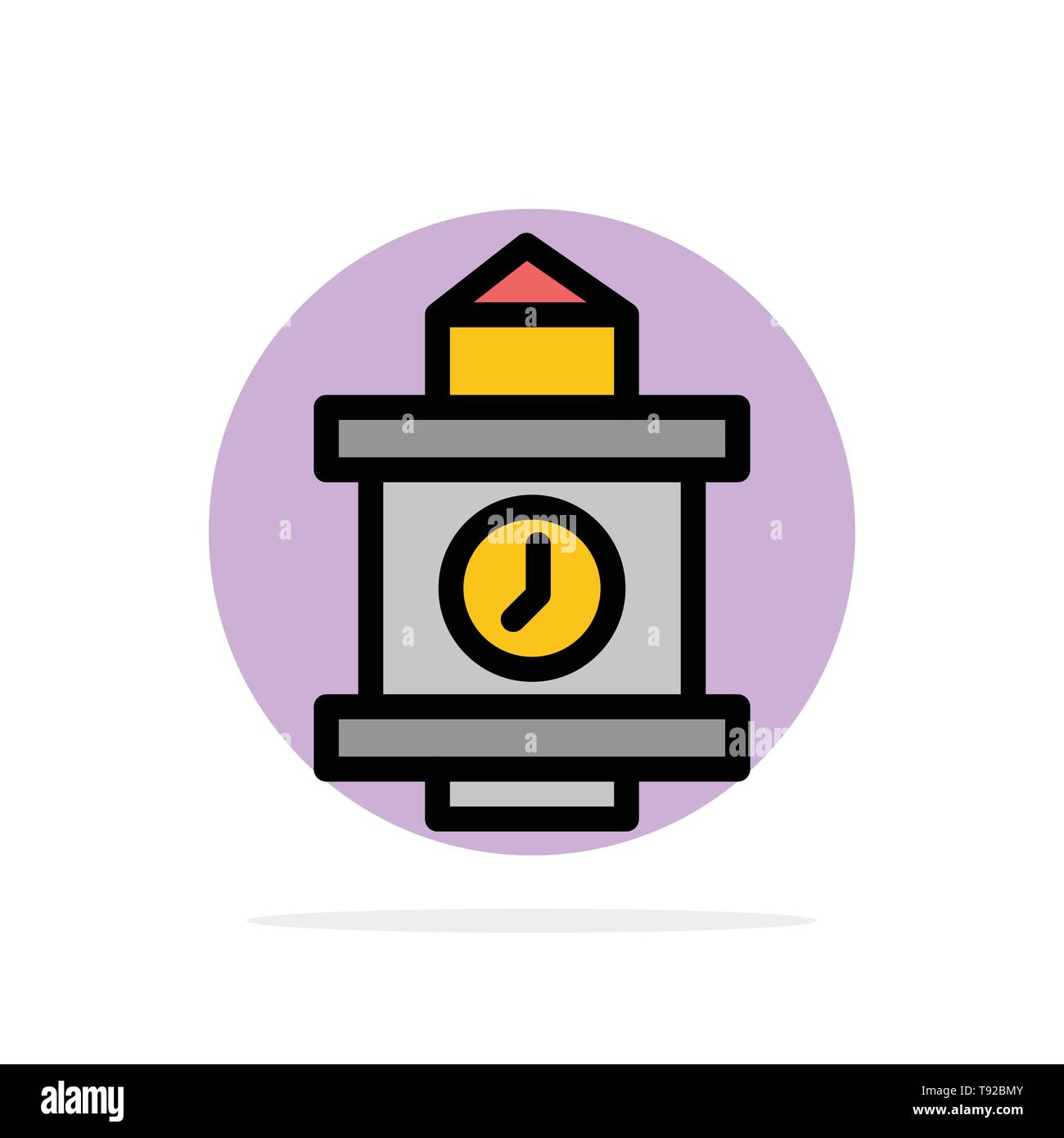 Train, Time, Station Abstract Circle Background Flat color Icon Stock Vector