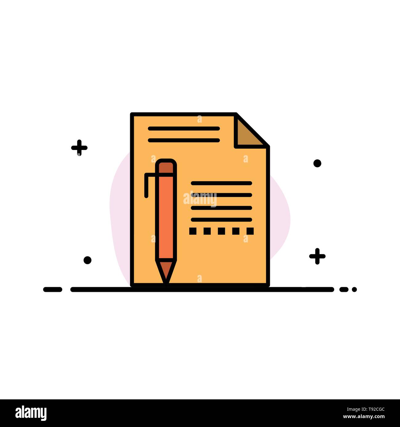 Document, Edit, Page, Paper, Pencil, Write  Business Flat Line Filled Icon Vector Banner Template Stock Vector