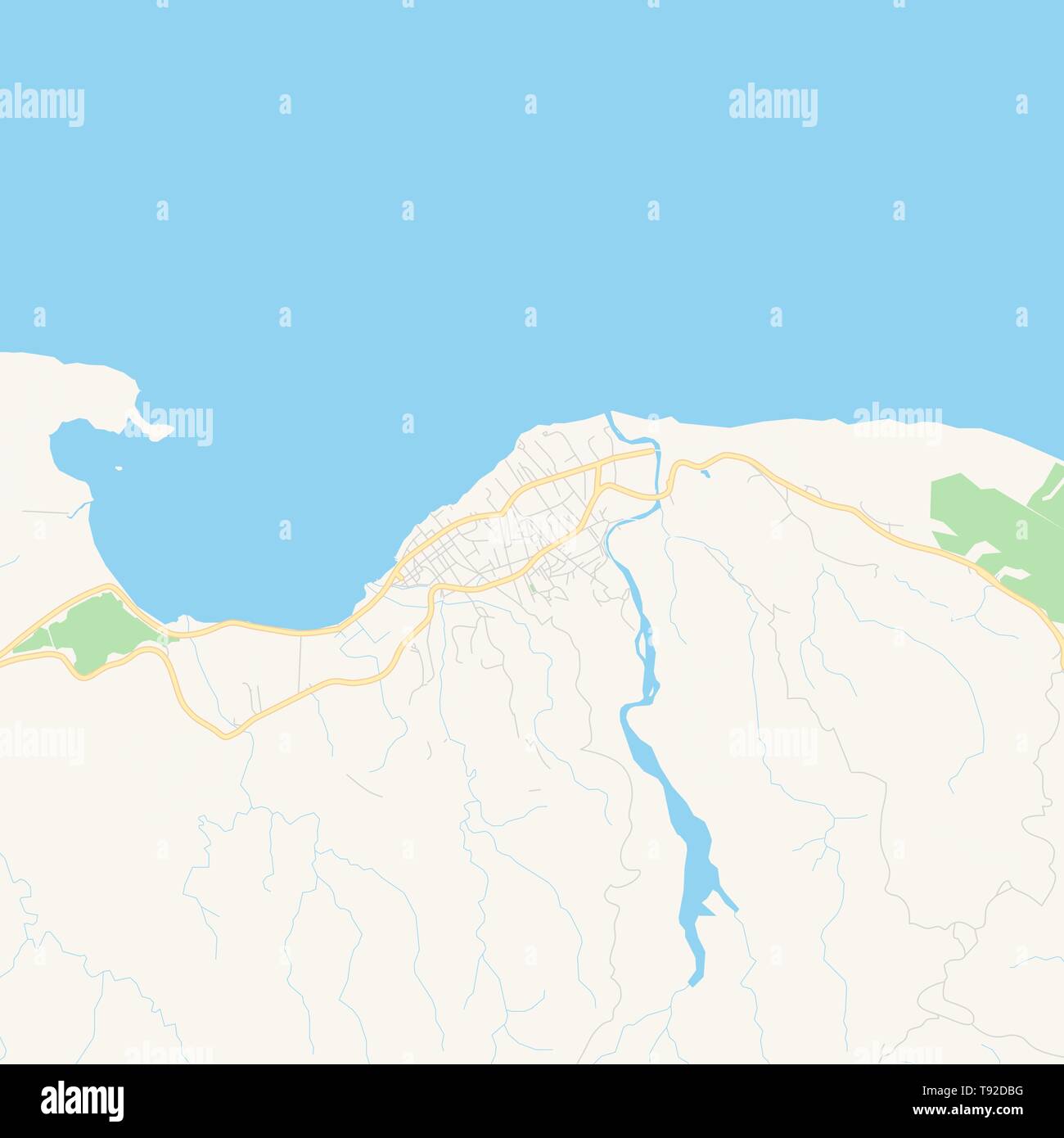 Empty vector map of PetitGoâve, Ouest, Haiti, printable road map created in classic web colors