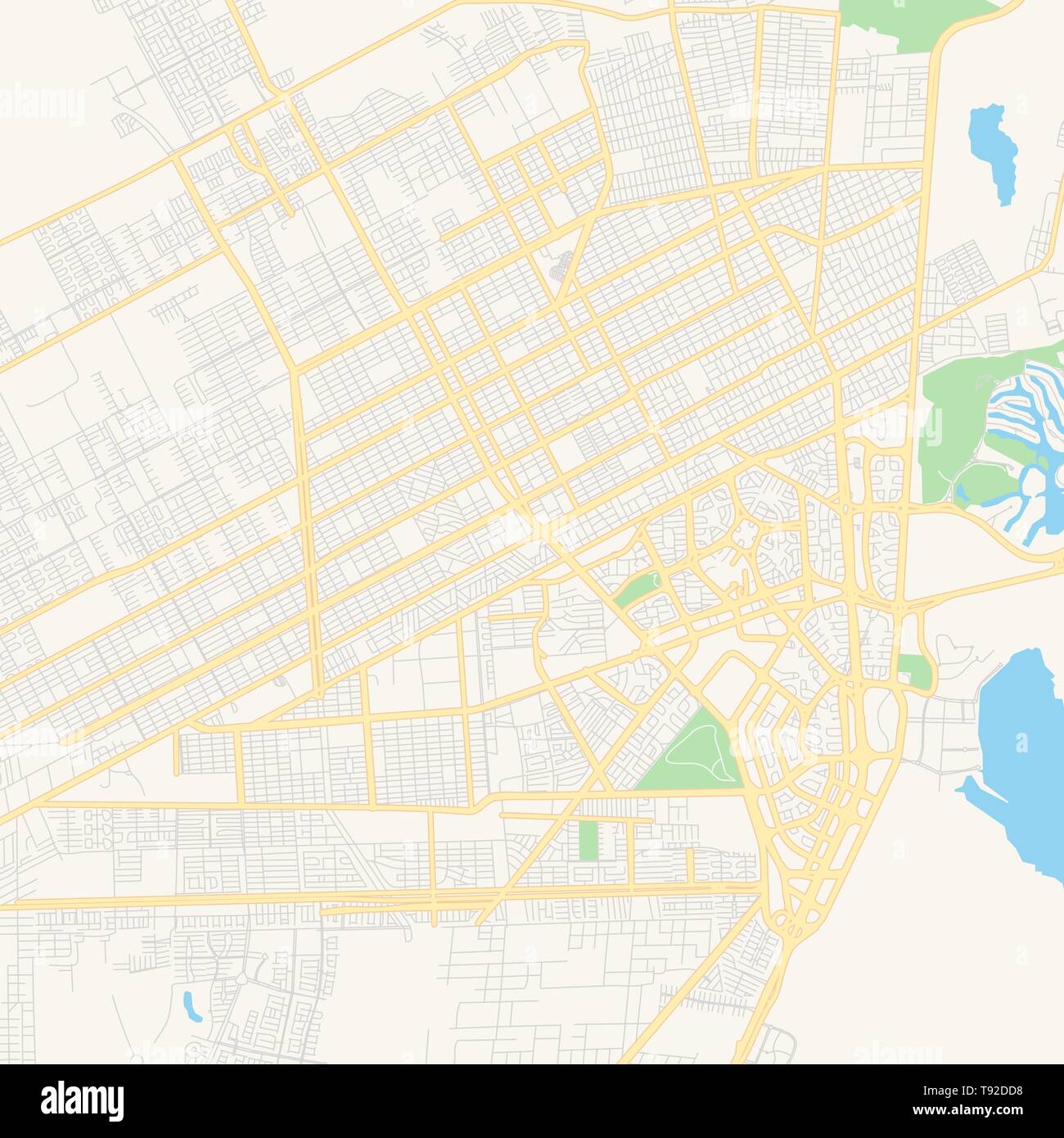 Empty vector map of Cancún, Quintana Roo, Mexico, printable road map ...
