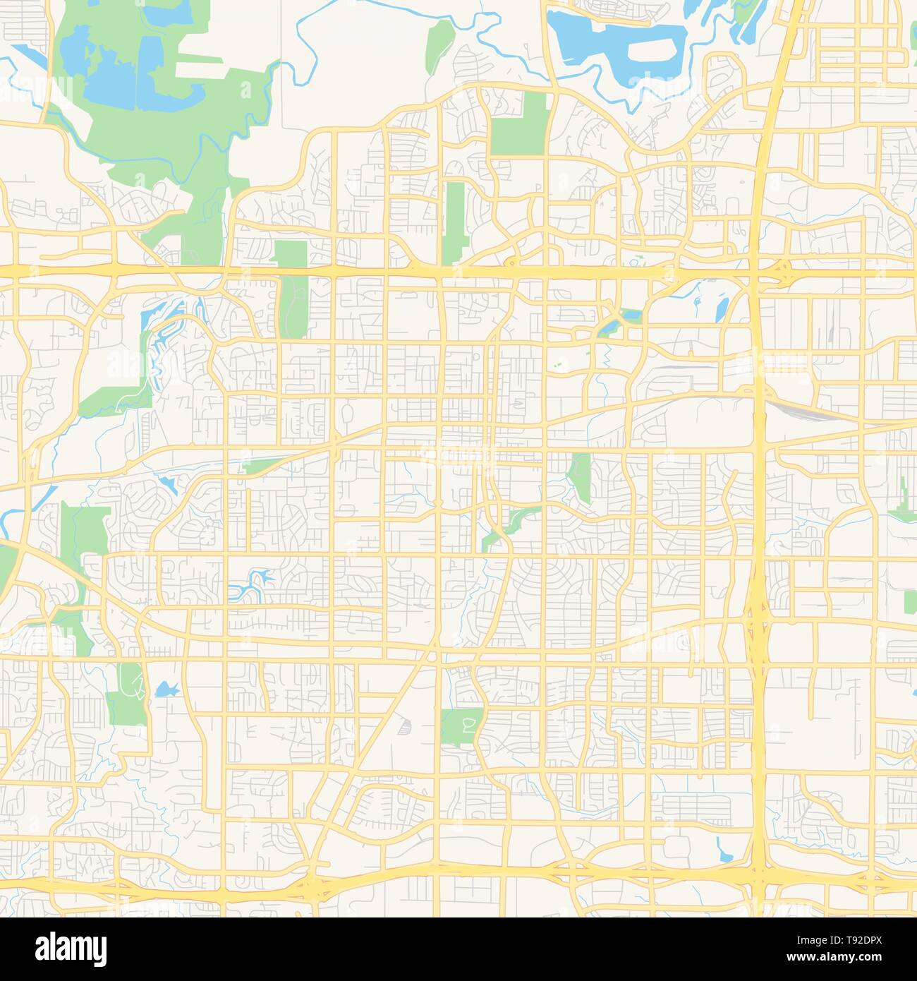 Empty vector map of Arlington, Texas, USA, printable road map created in classic web colors for ...