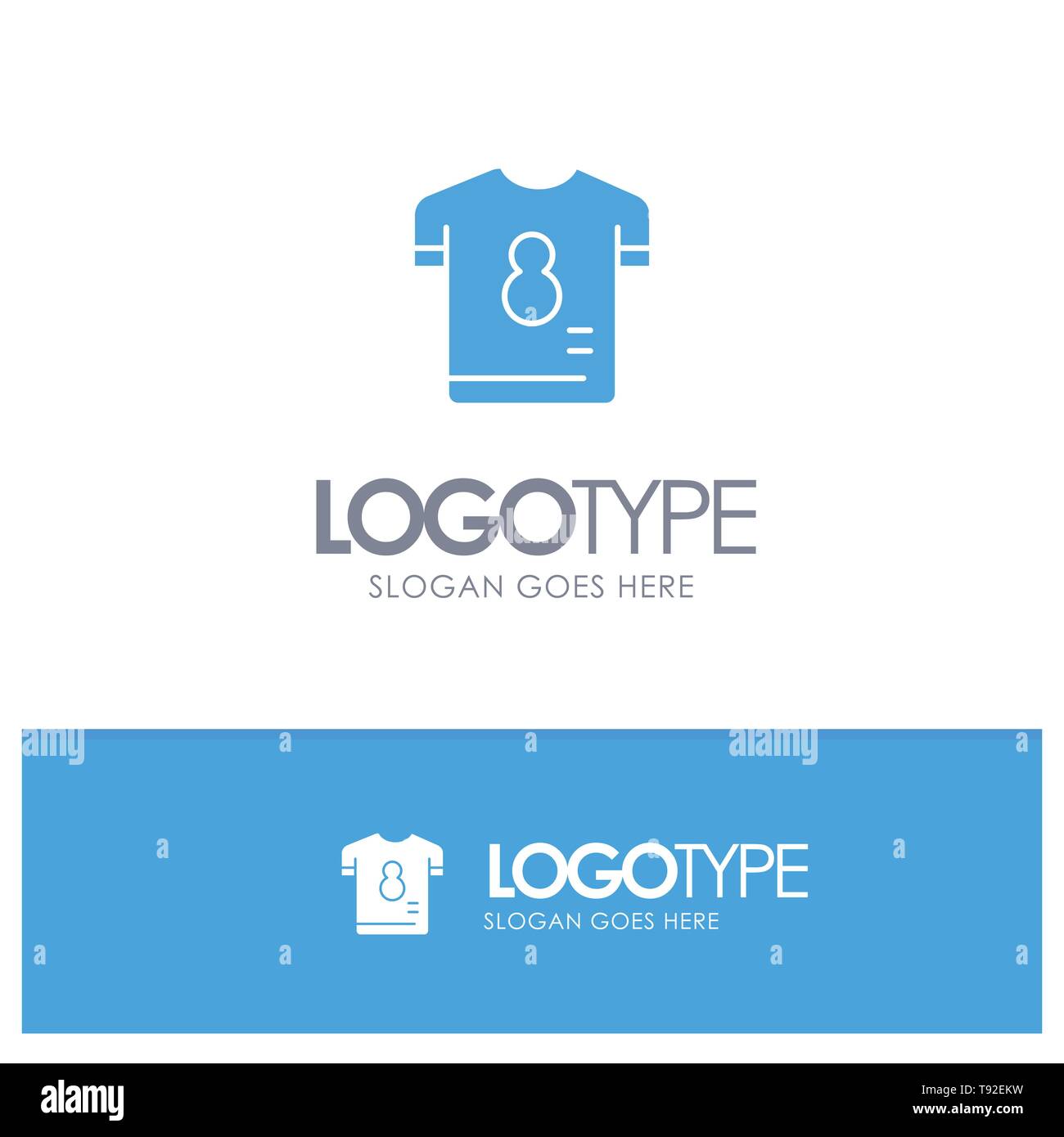 Football, Kit, Player, Shirt, Soccer Blue Solid Logo with place for tagline Stock Vector