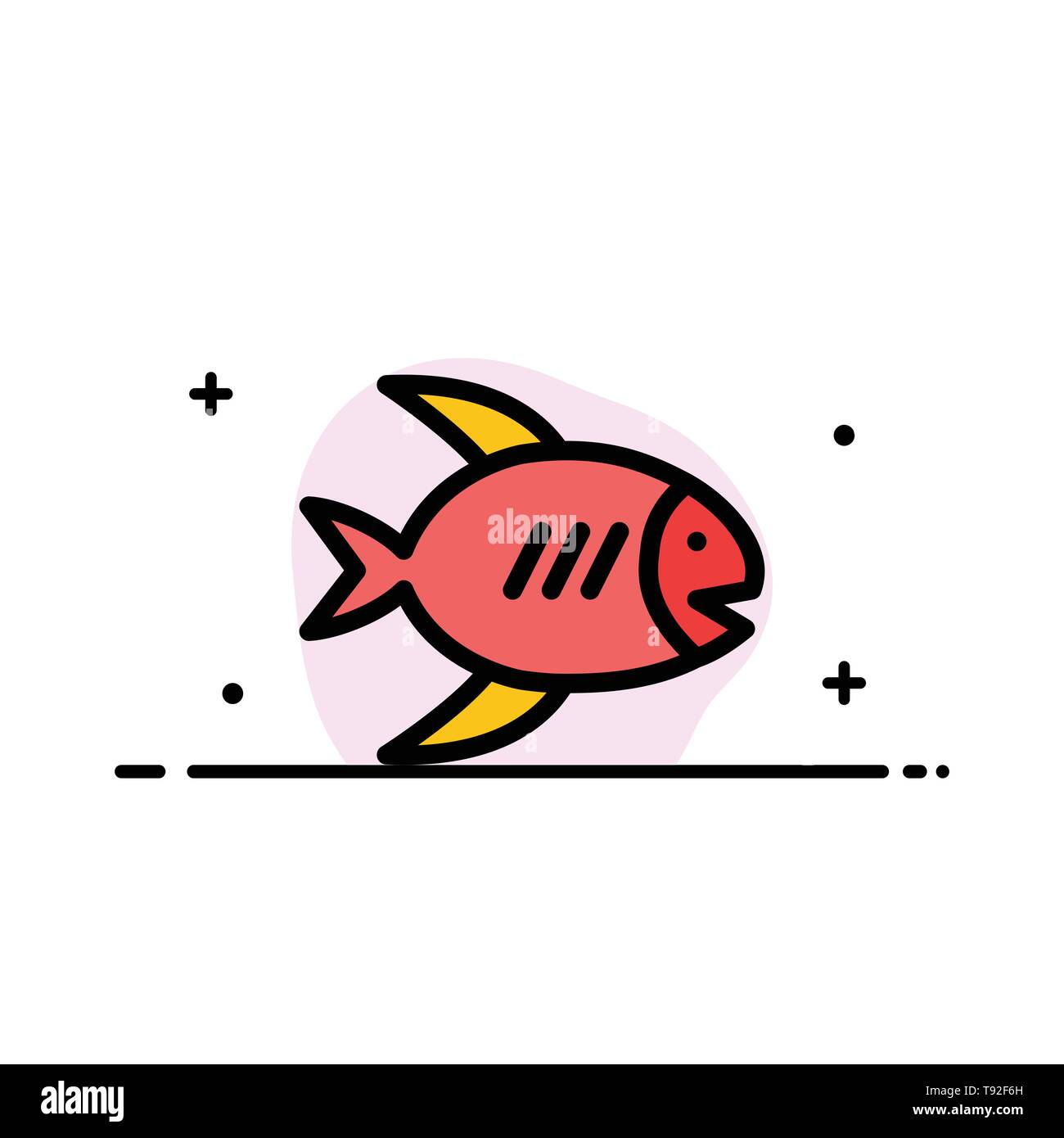 Beach Coast Fish Sea Business Flat Line Filled Icon Vector
