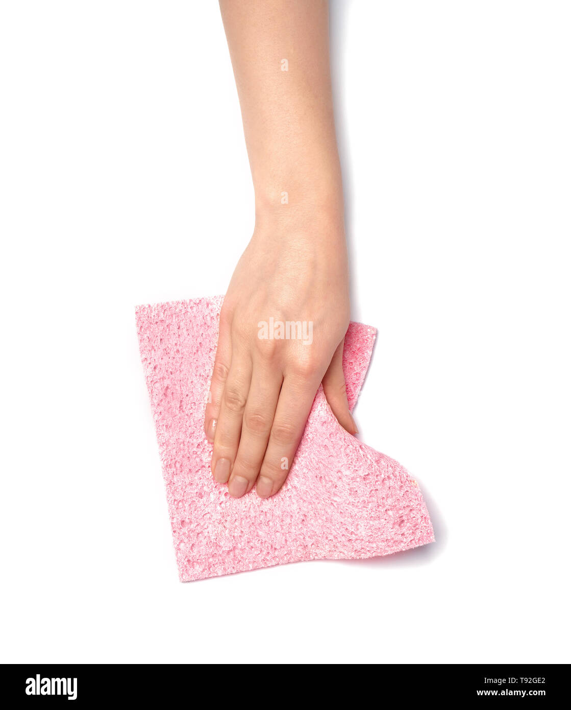 Woman with rag on white background Stock Photo - Alamy