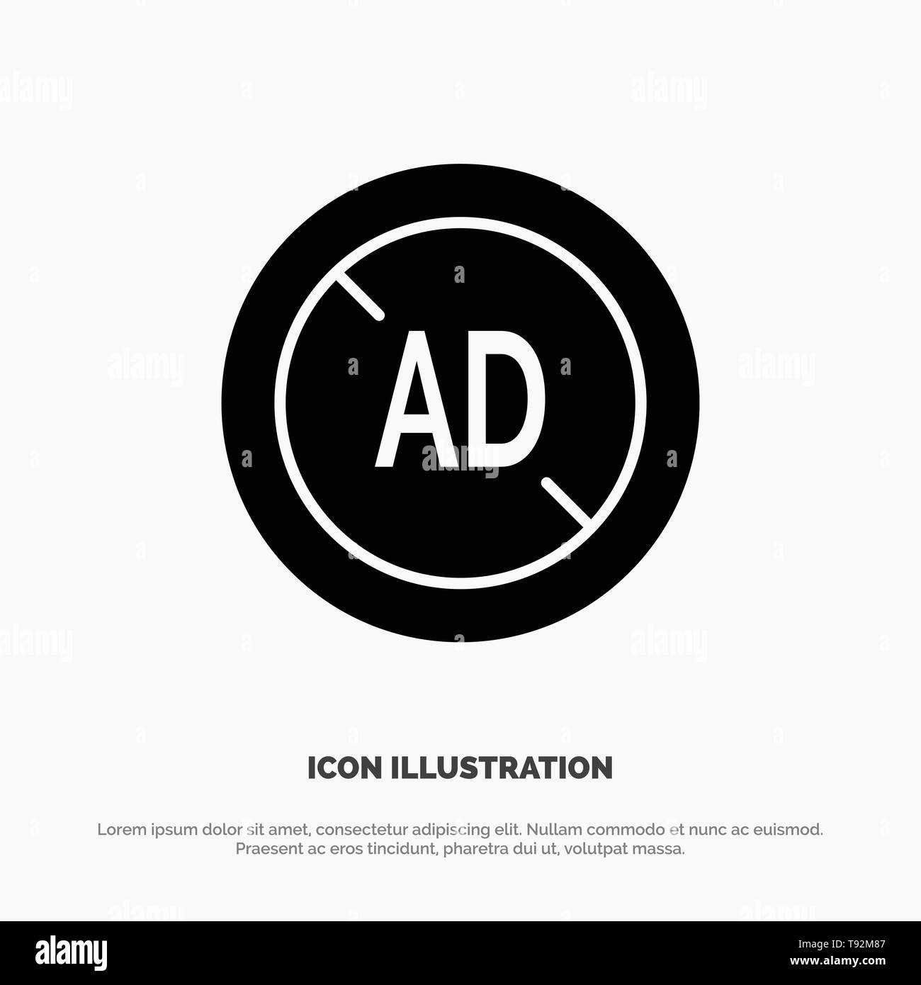 Ad, Blocker, Ad Blocker, Digital solid Glyph Icon vector Stock Vector