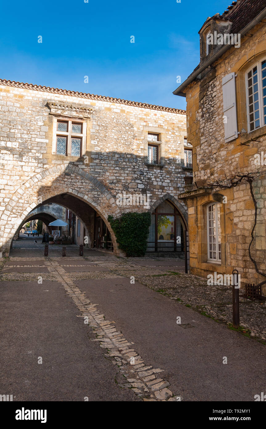 The village of Monpazier, in the DordognePérigord region, France