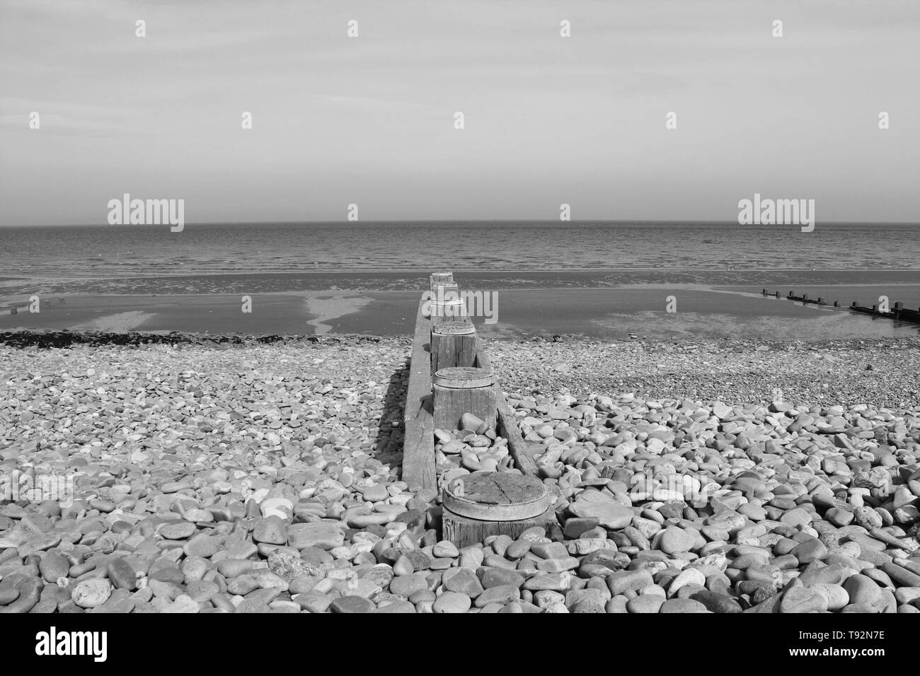 Penmaenmawr beach Wales in Monochrome Stock Photo Alamy