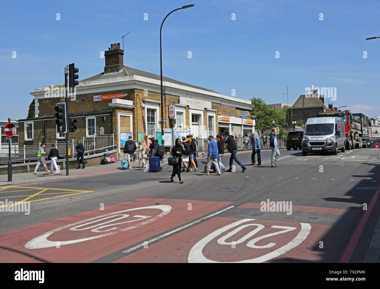 New Cross Gate Station on the A2 New Cross Road, Lewisham, South London Stock Photo