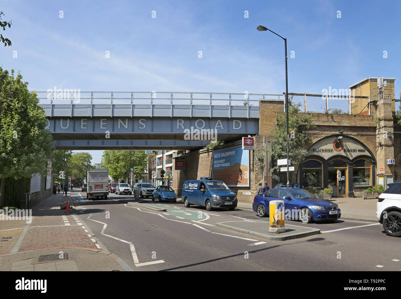 Cafes and shops near Queens Road station in Peckham, southeast London. The latest part of this once poor area to become trendy and fashionable. Stock Photo