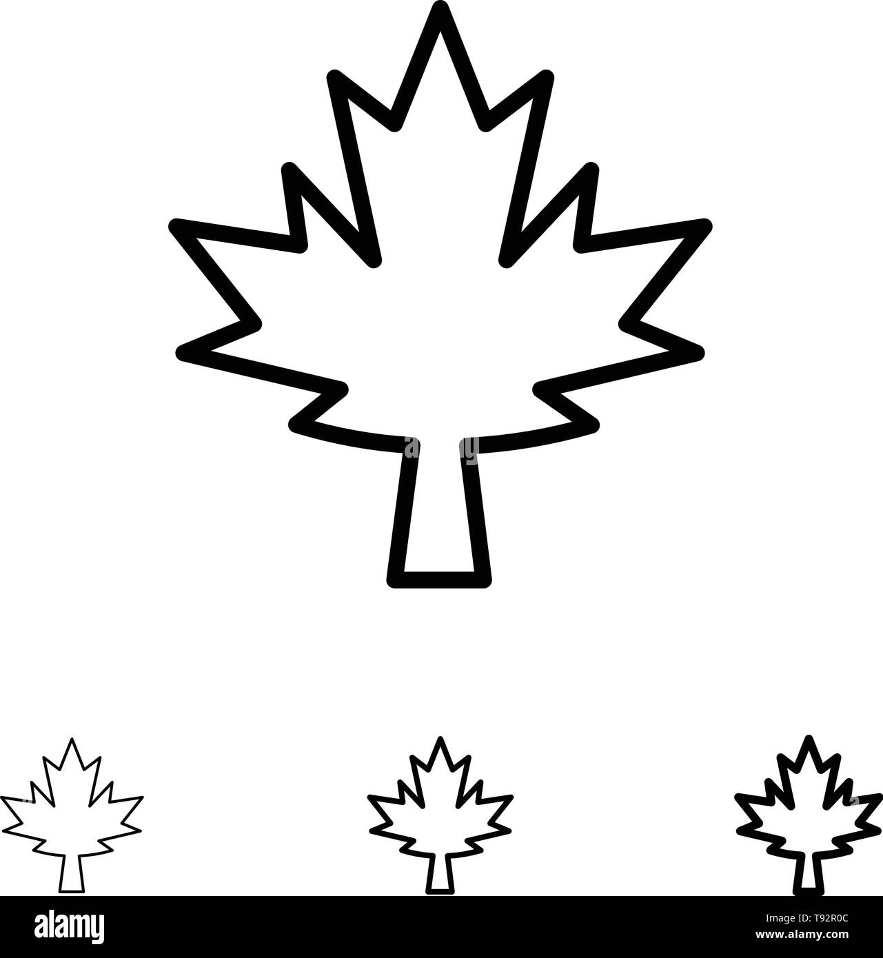 Canada, Leaf, Maple Bold and thin black line icon set Stock Vector ...