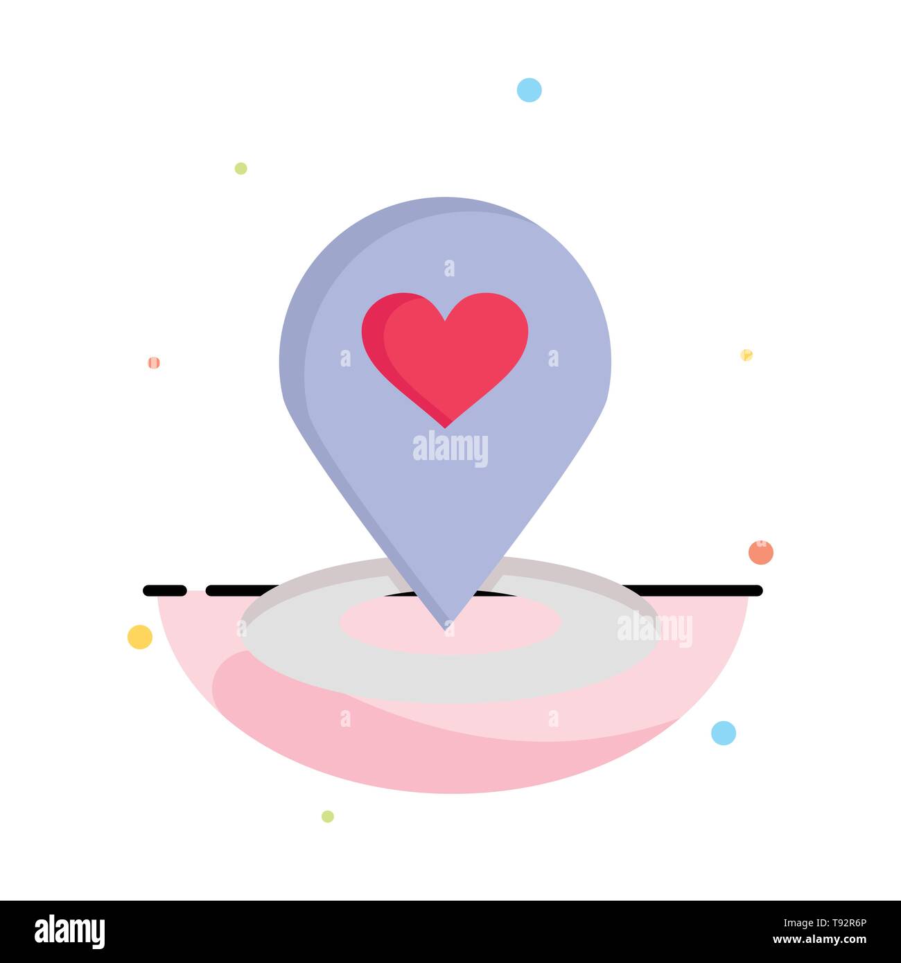 Location, Map, Location Finder, Pin, Heart Abstract Flat Color Icon Template Stock Vector