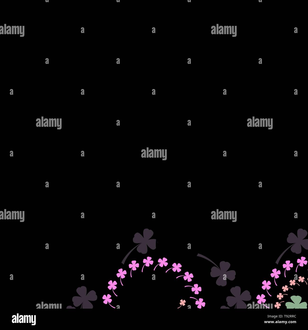 Seamless pattern with four leaf clover leaves on the white background ...