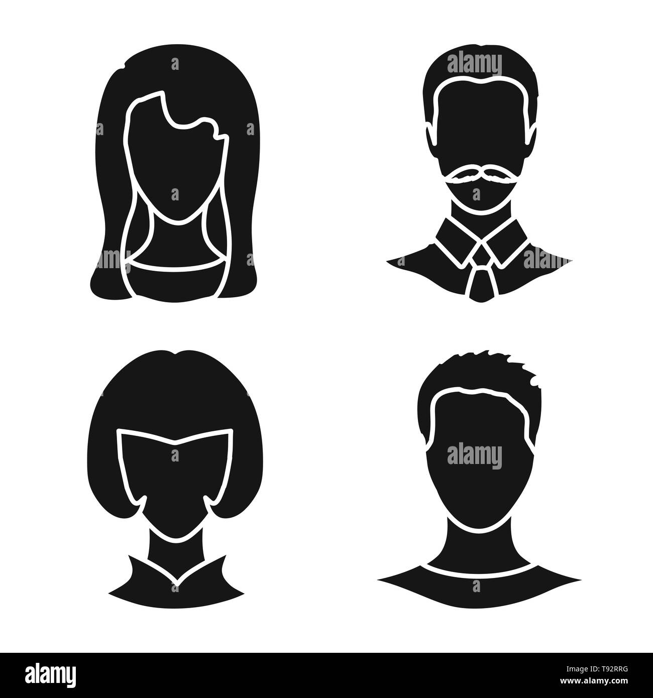 Vector illustration of character and profile logo. Set of character and dummy vector icon for stock. Stock Vector