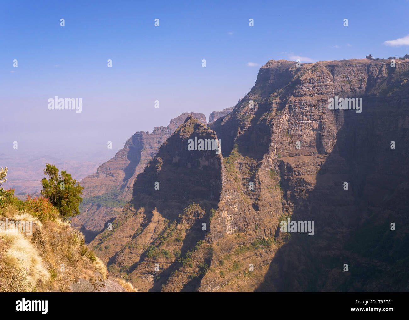 Panorama of the Simien Mountains National Park in Ethiopia Stock Photo