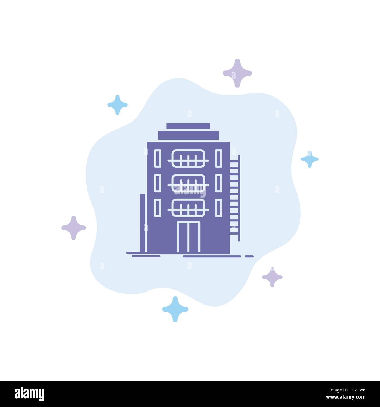 Building, City, Dormitory, Hostel, Hotel Blue Icon on Abstract Cloud Background Stock Vector