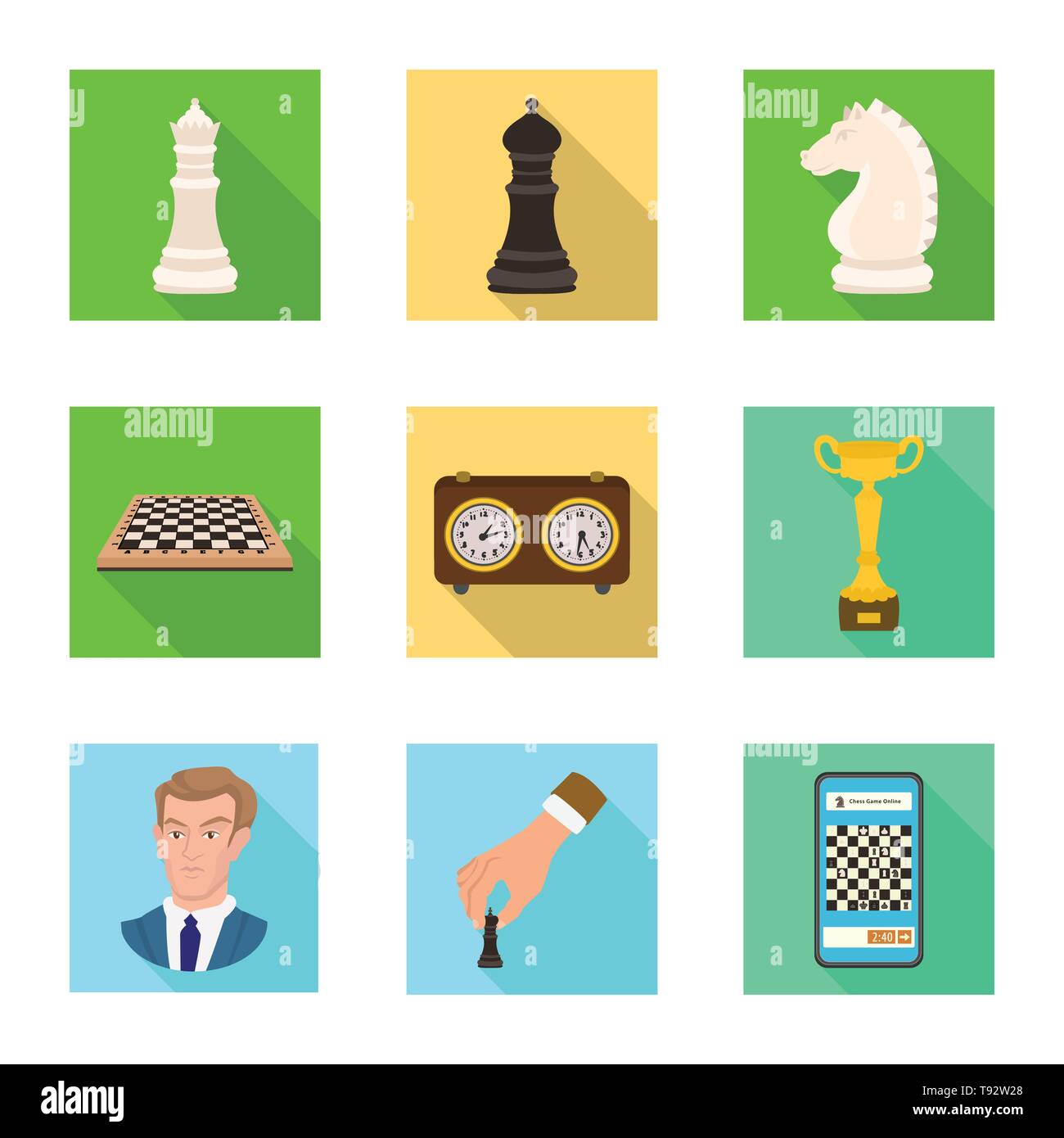 Chess pieces line collection. Chess game icon set. Simple flat set of chess  game Stock Vector Image & Art - Alamy