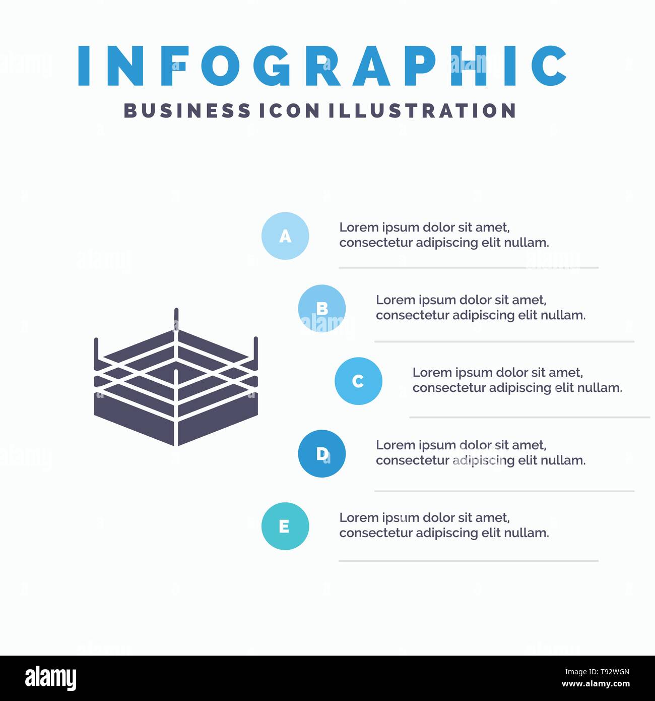 Boxing, Ring, Wrestling Solid Icon Infographics 5 Steps Presentation