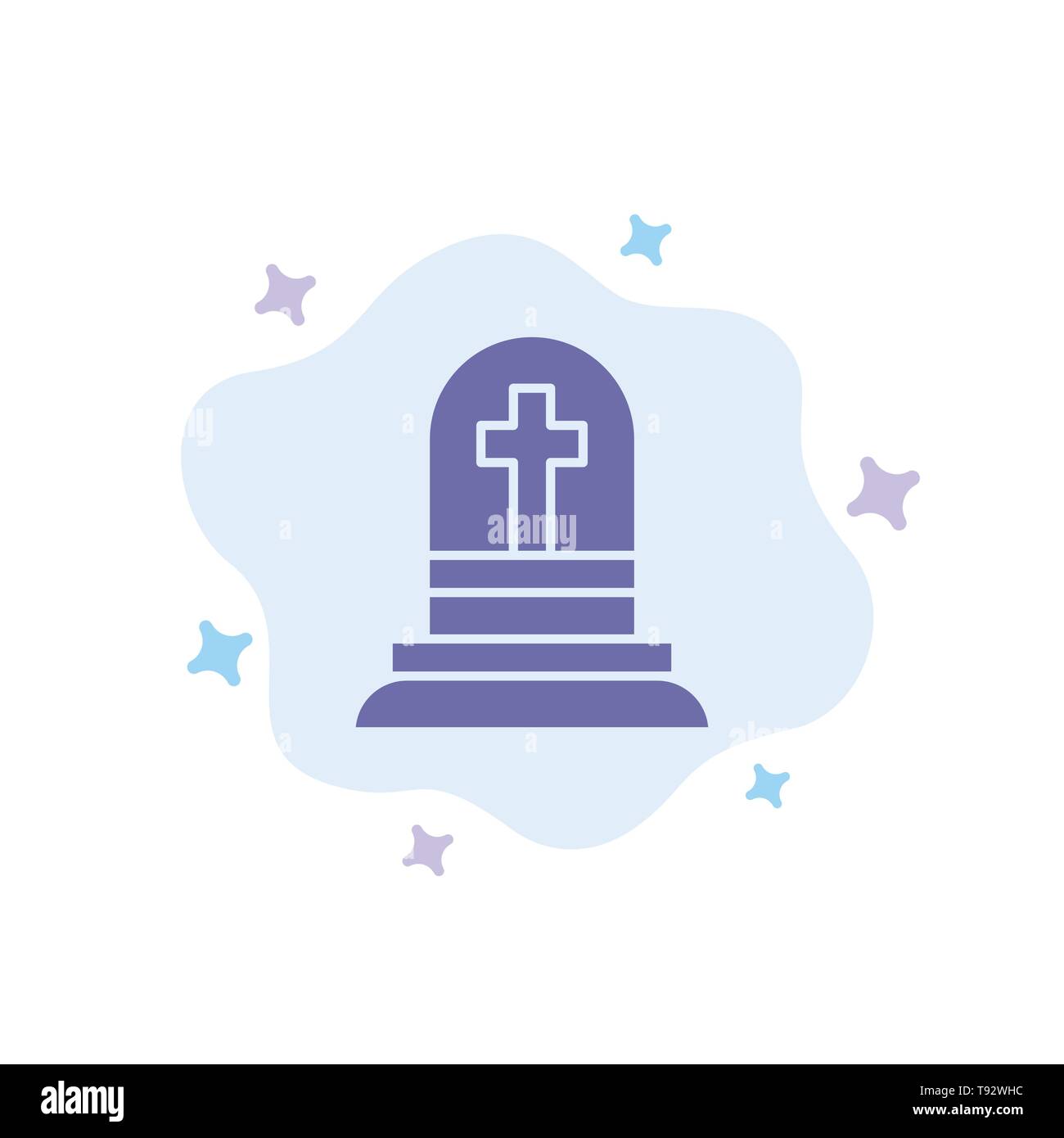 Death, Grave, Gravestone, Rip Blue Icon on Abstract Cloud Background Stock Vector